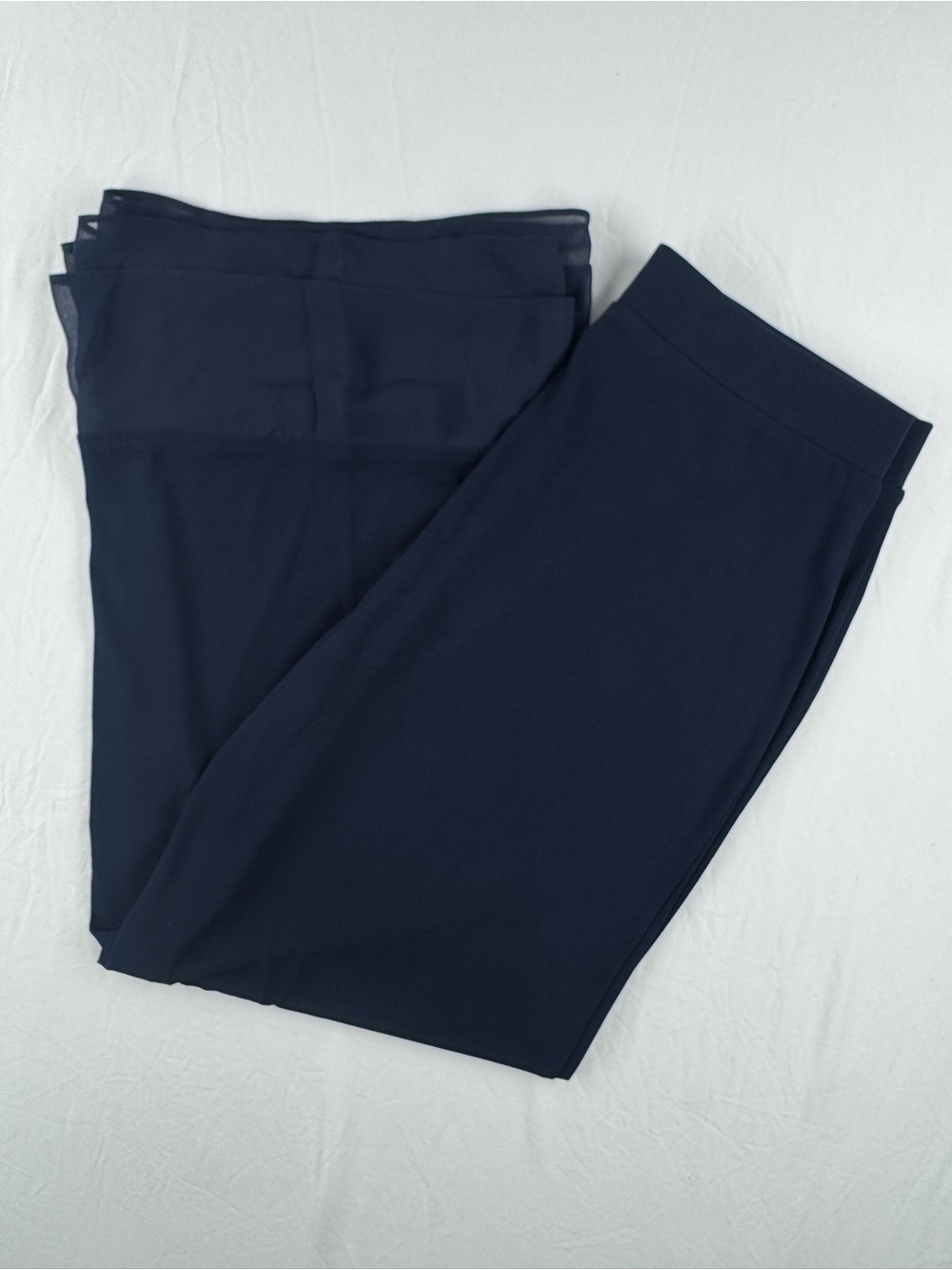 Susan Graver Liquid Knit Navy Wide-Leg Stretch Leggings - Picture 4 of 8